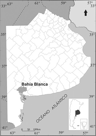 Localización  del partido de Bahía Blanca.  