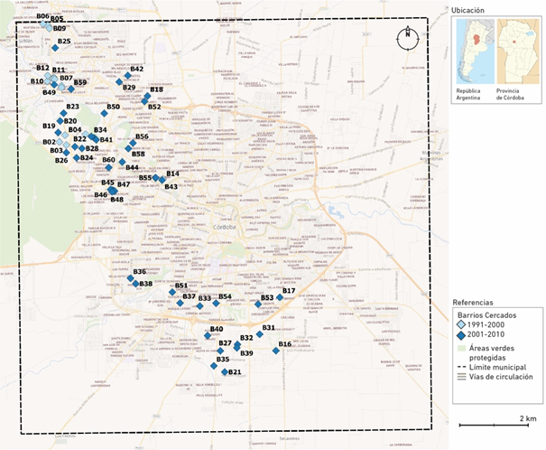 Localización de los Barrios Cercados en el
    Municipio de Córdoba según período (1991-2010)