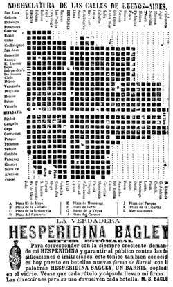 Nomenclatura
de las calles de Buenos-Aires, en Coni, 1868, p. 16. Dimensiones 15 x 9.5 cm.