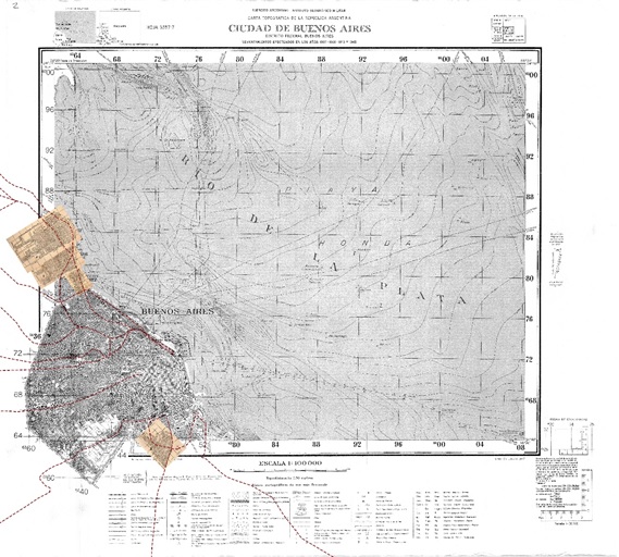 Fig. 12. Montaje de  las láminas Filcar sobre el plano base del IGM, sección Capital.