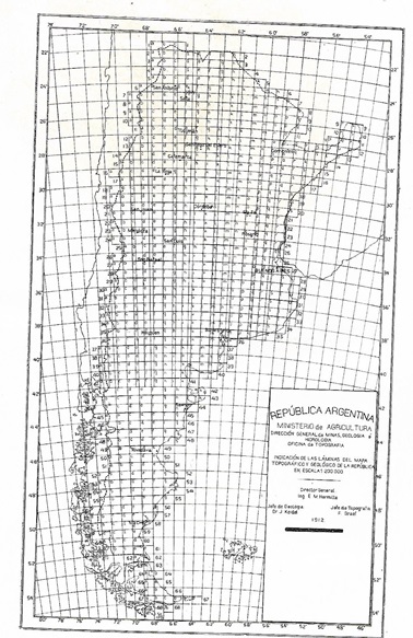 Grilla presentada en la Memoria
de 1912 de la Dirección de Minas, Geología e Hidrología