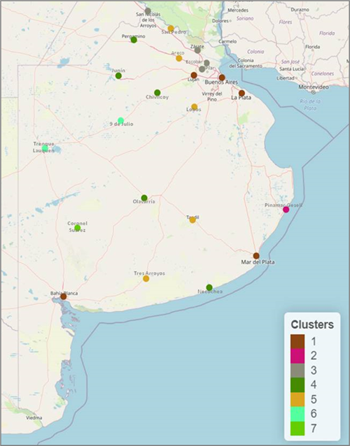  Mapa de las AEL por cluster