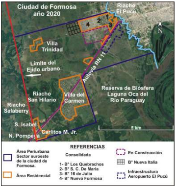 Ocupación del espacio periurbano en el sector suroeste, año 2020