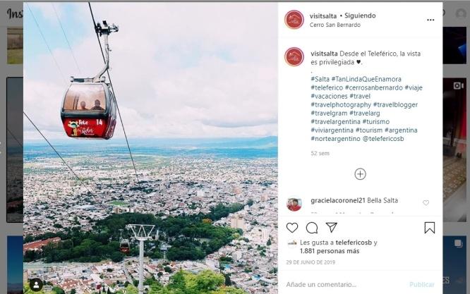 Captura de pantalla de la página
oficial en Instagram del Ministerio de Turismo y Deportes, 2020