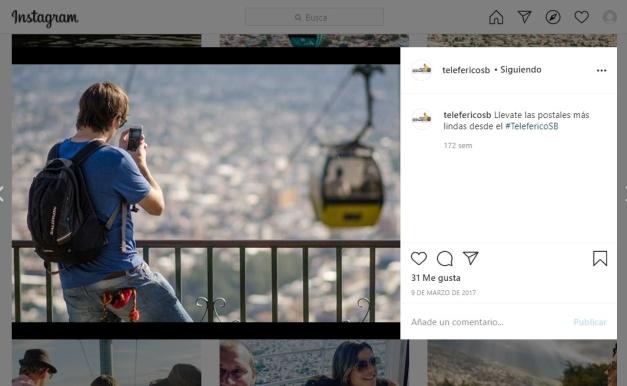 Captura de pantalla de la página
oficial en Instagram del Complejo Teleférico Salta, 2020