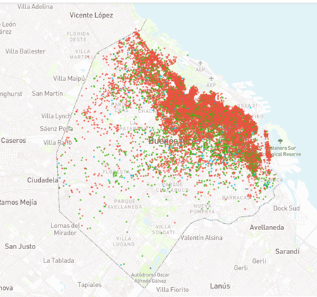 Patrón territorial de las ofertas de viviendas a través de la plataforma Airbnb
(diciembre 2021).