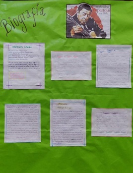 Afiche de la biografía de Atahualpa
Yupanqui realizada por los alumnos y alumnas