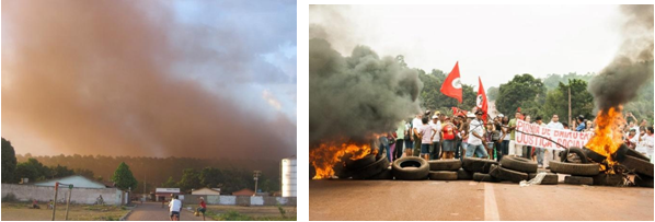 Polución en el barrio de Piquiá y manifestación por el  reasentamiento de la comunidad en la ruta BR 222. 